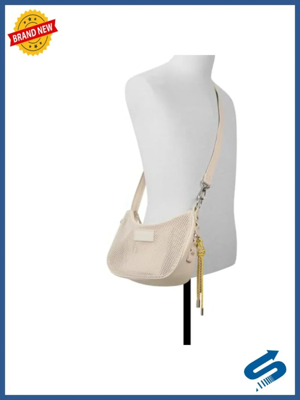 Mesh Crossbody Bag with Convertible Strap, Top Zipper, Nylon
